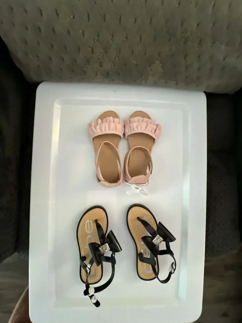 Two Pair Bundle of Toddler Girls Sandals: Old Navy Pink Ruffle Sandals and Black